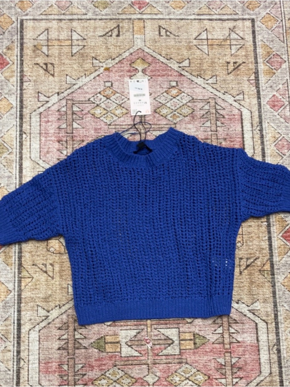 Zara Bright Blue Knit Crewneck Sweater - Unbranded